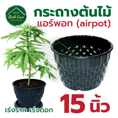 กระถางแอร์พอท 15 นิ้ว สีดำ (1-5 ใบ) กระถางเร่งราก กระถางต้นไม้ กระถาง Air pot กระถางมีรู l บ้านแบงค์ฟาร์ม