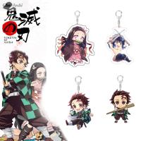 กระเป๋าพวงกุญแจการ์ตูนน่ารักญี่ปุ่น Kamado Nezuko Kamado Tanjiriu Kimetsu No Yaiba ตกแต่งโคมไฟอะคริลิกพวงกุญแจฆ่าปีศาจ