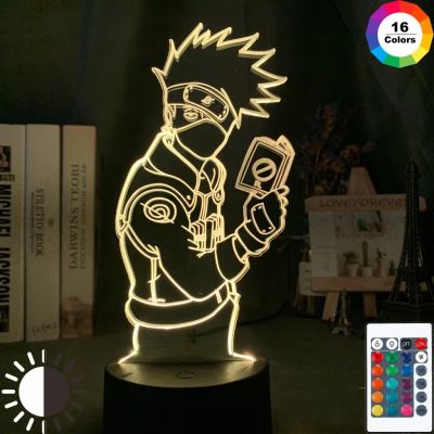 ▪♦▩ 3d Illusion Led Night Light Kakashi Hatake Holding Book Nightlight Gift for Kids Boys Childrens Bedroom Decor Table Lamp Naruto