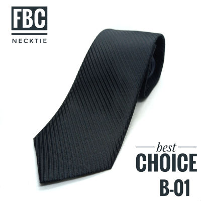 B-01 เนคไทสำเร็จรูปสีกรม ไม่ต้องผูก แบบซิป Men Zipper Tie Lazy Ties Fashion (FBC BRAND)ทันสมัย เรียบหรู มีสไตล์