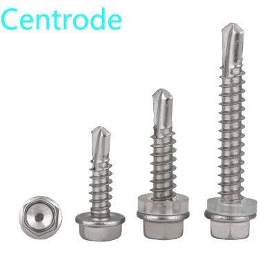 Hexagon Head with Collar Self Drilling Screw 304 Stainless Steel Hex Drill Tail Self Tapping Screws M4.2M4.8M5.5 5pcs Nails Screws Fasteners