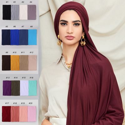 【YF】 Hijab Scarf Jersey Stretch Set 10pc Wholesale Free Shipping Wrap Headscarves For Muslim Women Fashion Elastic Shawl Thick