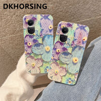 DKHORSING เคสโทรศัพท์บลูเรย์สำหรับ OPPO Reno 10/10 Pro/ 10 Pro + Painting Falowers นิ่มปลอกโทรศัพท์มือถือ Oppo Reno 10 5G Rhinestones ซิลิโคน TPU ฝาหลัง OPPO Reno 10Pro บวก