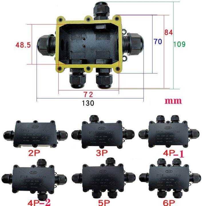 IP68 Waterproof Junction Box 2 Way 3 Way 4 15mm Connector Gland ...