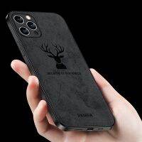 Floveyoo เคสโทรศัพท์ผ้าสำหรับ iPhone XR X Xs ปกสูงสุด11 13 14 Pro Max 12 13 Mini SE 6S Plus 7 8เคสผ้าปลอก Elk Deer ที่ใช้ตกแต่งภายนอก