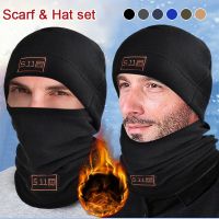 Winter Fleece Hat Scarf Set Thermal Tactical Balaclava Cycling Ski Mask Neck warmer Outdoor Sports Windproof Beanies Scarves