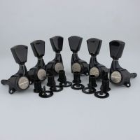 GUYKER Black Tuners 1ชุด,1:21ล็อคปุ่มปรับหัวเครื่องจักรสำหรับเอลพีเอสจีกีต้าร์ไฟฟ้าปุ่มสี่เหลี่ยมคางหมู