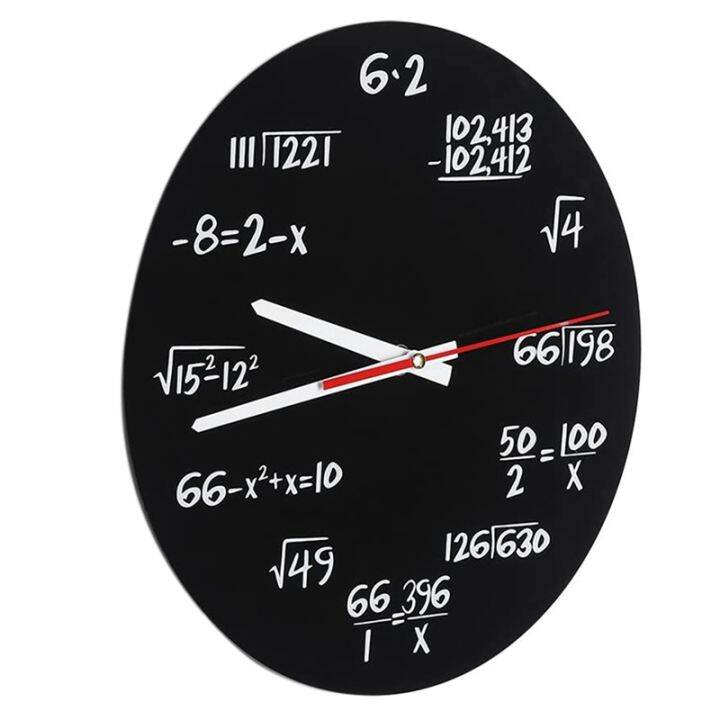 2X Math Wall Clock , Math Formulas Clock Quiz Clock in Black And White ...