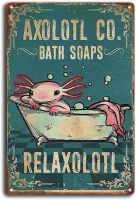 Bathroom Vintage Metal Tin Sign Axolotl Co Bath Soaps Relaxolotl Farmhouse Home Decor Home Decoration Accessories Modern