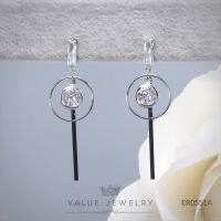 Value Jewelry ER0551 กว้าง1.7cmยาว5cm เครื่องประดับเพชรCZ เกรดพรีเมี่ยม หนีบ ห่วง ระย้า คริสตัล เพชร  สร้อยข้อมือ สร้อยคอ แหวน