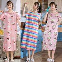 Female Sleepwear Print Nightgown Pajama Sleepshirt Elastic Clothing