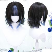 【LZ】☁◎  HOUYAN Short hair blue highlights black female bangs Lolita Cosplay wig Heat resistant synthetic hair wig