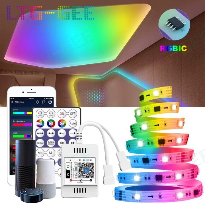 LTG-GEE RGBIC Rainbow LED Light Strip 20M 5050 RGB Led Strip DC12V Smart  Wifi Bluetooth APP 44 Key IR Music Remote Control Led Flexible Lighting  Ribbon for Holiday and Home Light