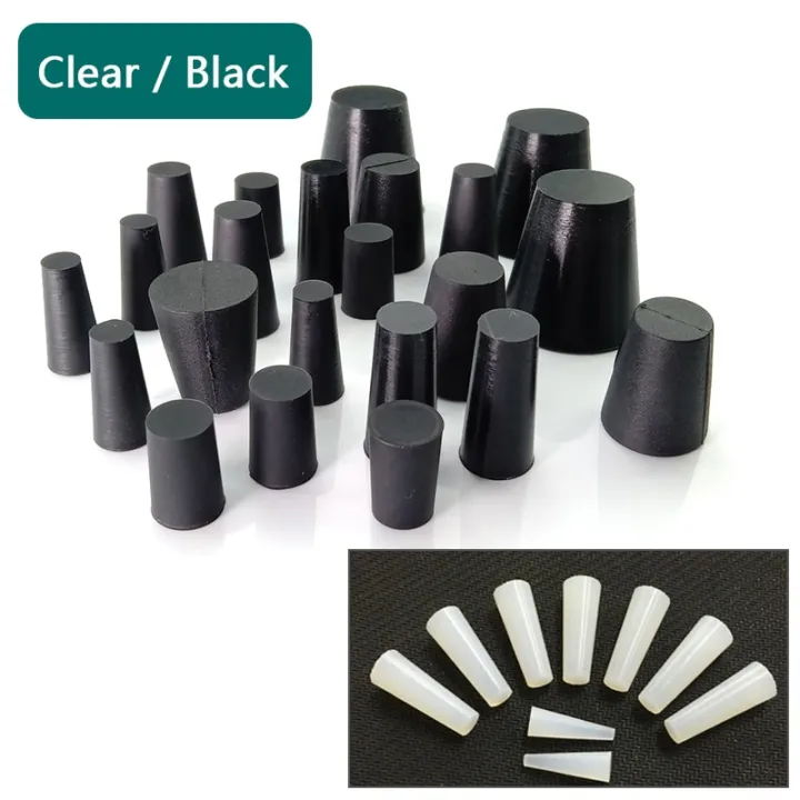 Clear / Black Conical Rubber Stopper HIGH TEMP Silicone Plugs Sealing