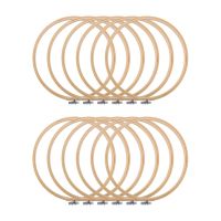 12 Pieces 10 Inch Embroidery Hoops Wooden Round Adjustable Bamboo Circle Cross Stitch Hoop Ring Bulk for Art Craft