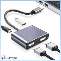 JXFTKM แล็ปท็อป อะแดปเตอร์ USB 3.0 แท่นวาง Type-C เป็น HDMI คู่ ขยายจอ ฮับ USB C