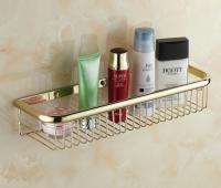 ✎□ 450mm Polished Gold Color brass Wall Mounted Bathroom Shower Shelf Storage Basket Bathroom Accessory mba096