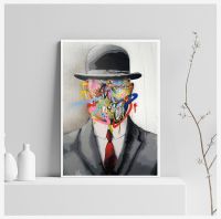 Pop Art ภาพวาดผ้าใบ Street Art โปสเตอร์ตกแต่งบ้าน Rene Magritte ภาพวาดที่มีชื่อเสียง Son Of Man Graffiti