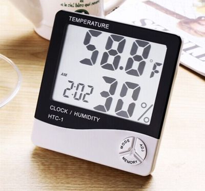 เครื่องวิเคราะห์ความชื้นและอุณหภูมิหน้าจอขนาดใหญ่พร้อมนาฬิกาปลุก HTC-1ในบ้านอิเล็กทรอนิกส์