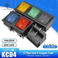 KCD4 25x31mm 2 Positions 4Pins Feets Rocker Switch Power Touch On/off Switch Ship Type with light 16A 250V 30A 125V