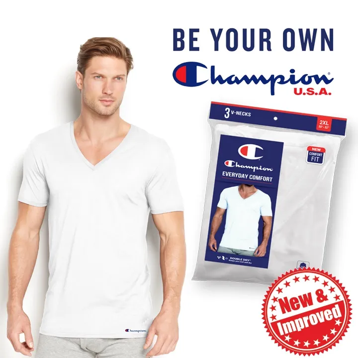 Champion white crew neck t shirt 5 pack Clearance