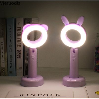 Modern Rabbit Bear Night Light LED Table Lamp Charging Eye Protection Learning Desk Lamp Cartoon Children Bedside Light Fixture