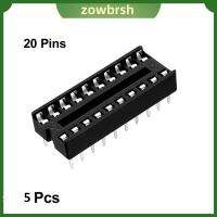 ZOWBRSH 5pcs 20พิน ซ็อกเก็ตวงจร สีดำสีดำ ชิป IC IC 2แถวค่ะ 20หมุดแบน ซ็อกเก็ต IC