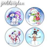 ☃ Cute Snowman Happy New Year Winter Snow 10pcs 12mm/18mm/20mm/25mm Round photo glass cabochon demo flat back Making findings