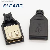 ◄✇┅ New 10pcs Type A Female USB 4 Pin Plug Socket Connector With Black Plastic Cover