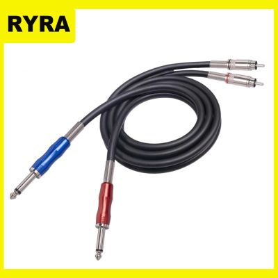 【YF】 1/4 Mono Dual 6.35 Ts To 2rca Cable Computer Accessories Male Jack Digital Audio Fast Transmission Connection