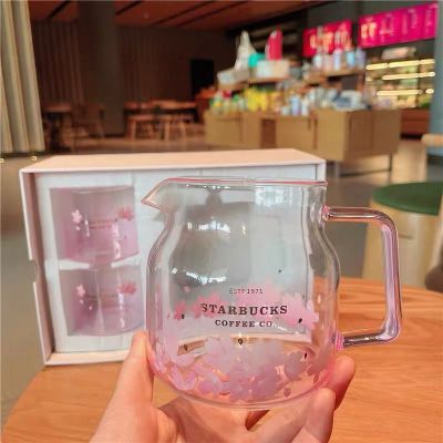 Startbuck ขาตั้งกล้อง Starbuck จีน Starbuck ฤดูร้อนใหม่570Ml เชอร์รี่สีชมพู Blossom แก้วชุดกาต้มน้ำกล่องของขวัญชุดสำหรับดื่มถ้วยเด็ก