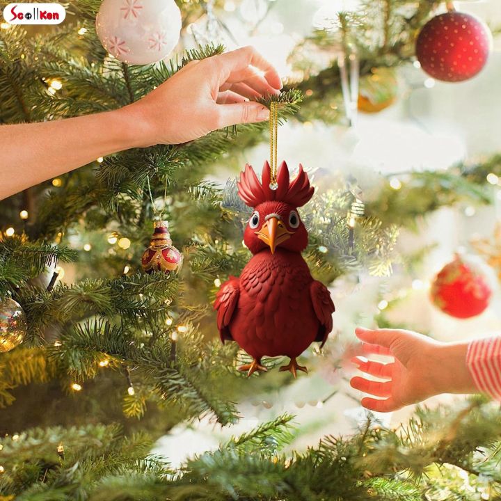 scottk-ต้นคริสต์มาสทำมือเครื่องประดับรูปไก่ไก่ตกแต่งสำหรับพิธีขึ้นบ้านใหม่หรือของขวัญวันเกิด