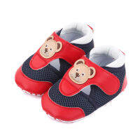 1 Pair Of Baby Cartoon Toddler Shoes Soft Sole Hollow Mesh Breathable Magic Stickers Design Running Walking Casual Shoes