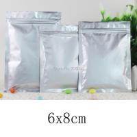 200PCS 6*8cm(2.36x3.15) Zipper Metalic Silver Alumimun foil Bag for gift tea coffee Ziplock pure aluminum foil bag tea pouch Food Storage Dispense