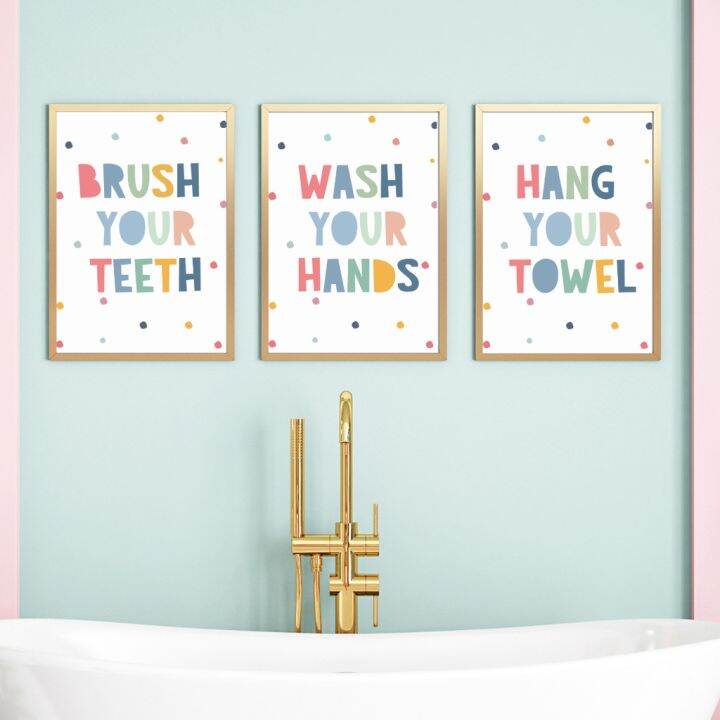 Wash Your Hands Wall Art Poster Flush The Toilet Quotes Painting Funny