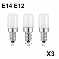 3ชิ้นล็อต3วัตต์ E14 E12 LED ตู้เย็นหลอดไฟตู้เย็นข้าวโพดหลอดไฟ AC220V หลอดไฟ LED สีขาวอบอุ่นสีขาว SMD2835แทนที่ฮาโลเจนแสง