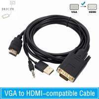 DRDIPR อินพุต VGA สายเคเบิลที่รองรับ VGA เป็น HDMI เอาต์พุต HDMI VGA ไปยัง HDMI สายแปลง VGA เป็น HDMI ง่ายต่อการติดตั้ง สีดำสีดำ ตัวแปลง VGA เป็น HDMI สำหรับ/dvdplayer/ โปรเจคเตอร์/โทรทัศน์/กล่องทีวี