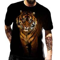 2023 Summer Fashion 3D Tiger Lion Printed T-shirts Fashionable Quick Drying Round Neck Short Sleeve Street Clothes Hip-hop Streetwear