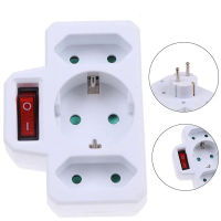 ปลั๊กแปลงประเภทยุโรป1ถึง3 Way EU Standard Power Adapter Socket Socket Converter 16A Travel Plugs With Switch