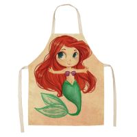 Mimilan cartoon mermaid Apron for Women kids with Adjustable Strap，Bib Apron for Home Kitchen Cooking Baking Gardening Waitress Apron