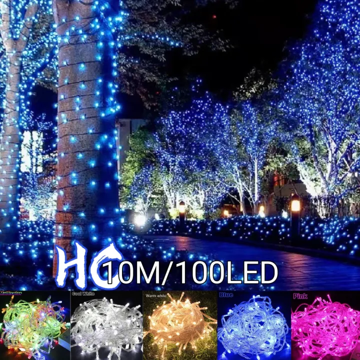 100 LED/10Meter String Christmas Lights End Connector Clear Wire ...