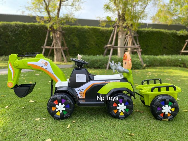 toykidsshop-รถแบตเตอรี่เด็ก-รถเด็กนั่งแมคโคร-ที่ตักใช้ระบบไฟฟ้า-มีกระบะพ่วงท้าย-no-2021