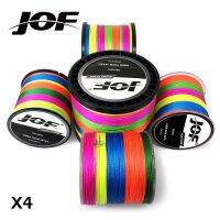 JOF BRAID 300ม. 500ม. 1000ม. 100% ออริจินัลหลายสี4ลวดถักเปียไลน์ Monofilament 10-80ปอนด์เอ็นตกปลา