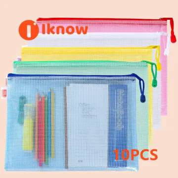10pcs Waterproof Zipper File Bags-A4 Size Oxford Office Filing Documents Storage