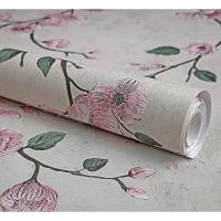 ☼☈❁ Floral Peel and Stick Wallpaper Pink Plum Flower Removable Self Adhesive Contact Paper Drawer Shelf Liner Vinyl Film for Decor