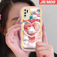 เคส JIUMOO สำหรับ VIVO เคส Y50 Y30i Y30ลายการ์ตูน3D กระต่ายน่ารักแฟชั่นขอบครีมเวฟขอบเคสโทรศัพท์แบบใสสีสันสดใสป้องกันเลนส์กล้องเคสนิ่มโปร่งใสเคสซิลิโคนกันกระแทก