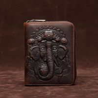 AETOO rfid organ card bag genuine leather mens crazy horse leather passport bag cowhide zipper card case large-capacity credit Card Holders