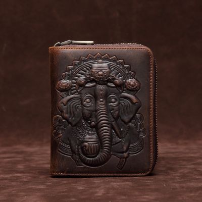 AETOO rfid organ card bag genuine leather mens crazy horse leather passport bag cowhide zipper card case large-capacity credit Card Holders