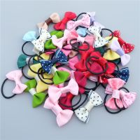 ☽◄ 10/20Pcs/Set Candy Bow Hair Bands For Baby Girls Cute Plaid Cloth Rubber Ropes Children Kawaii Headwear Kids Hair Accessories