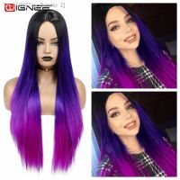 Wignee Long Straight Synthetic Wig Ombre Purple Hair For Women Middle Part Hair Heat Resistant Fiber Party Daily Bundle Hair Wig [ Hot sell ] Toy Center 2